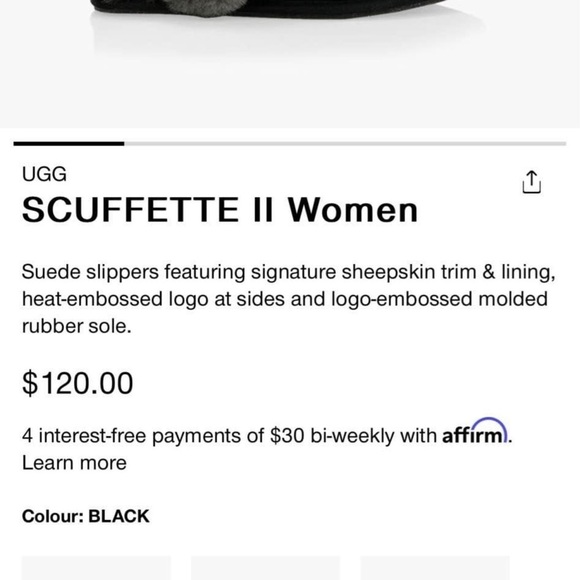 UGG Scuffette slippers black NEW size 6 - Picture 5 of 5